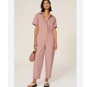 NWOT Pink Club Monaco Size 6 Short Sleeve Utility Jumpsuit with Collar